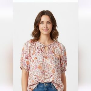 Knox Rose Pink and Orange Floral Blouse